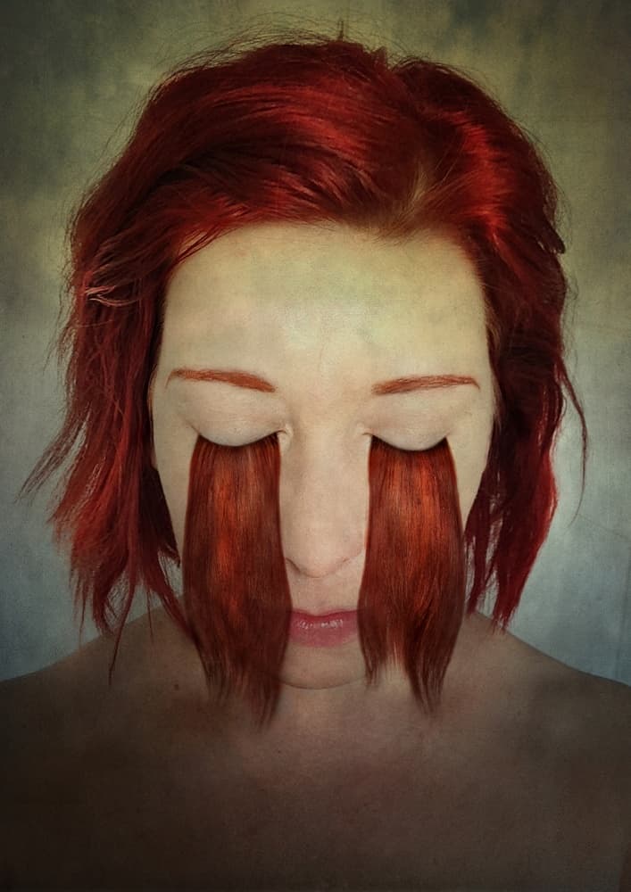Surreal Red Hair Portrait by Lucyna Łazarska ( Lucynda Lu ) — canvas wall art