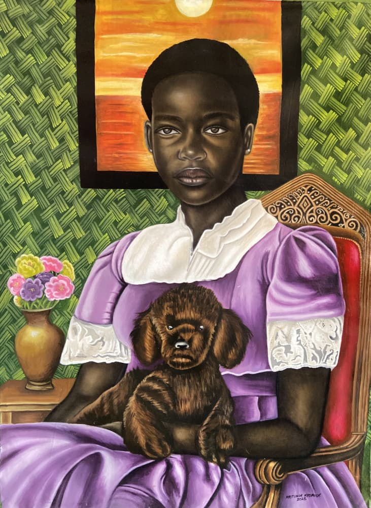 Young Woman And Puppy by Ayotunde ayomide — canvas wall art