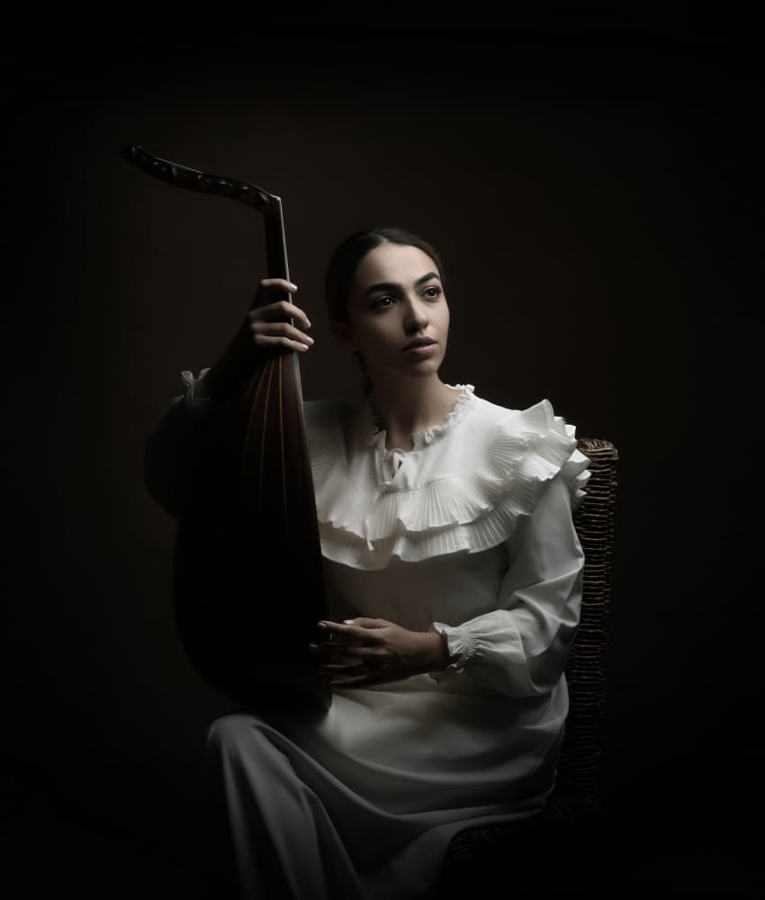 Serene Oud Musician by Moein Hasheminasab — canvas wall art