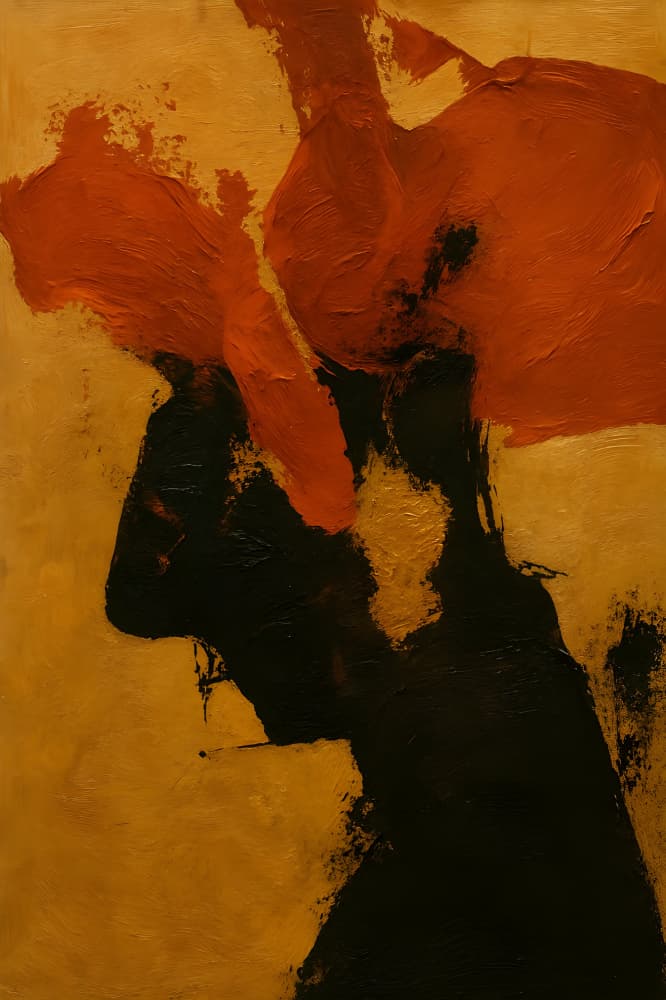 Golden Crimson Flow by HUGO — canvas wall art