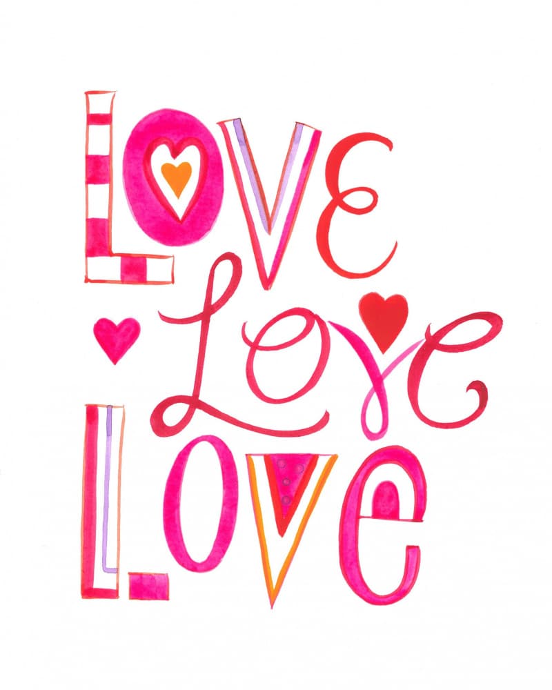Colorful Letters With Heart Motifs by Isabelle Brent — canvas wall art