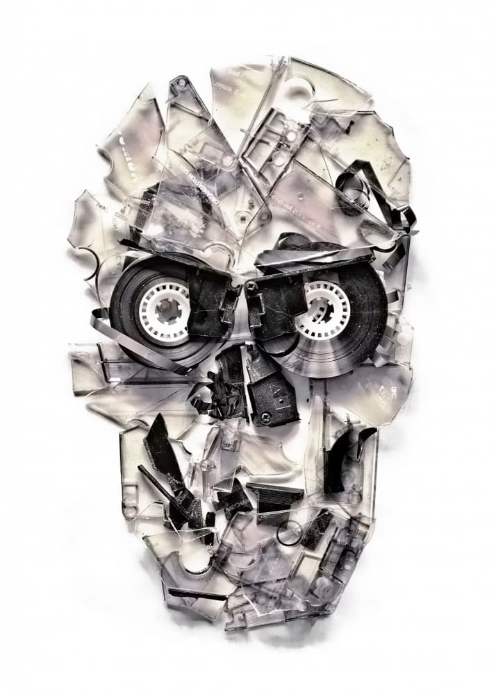 Cassette Tape Skull by Ali Gulec — canvas wall art