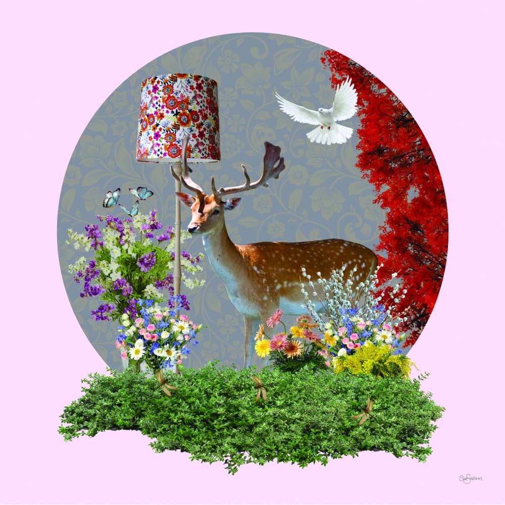 Whimsical Deer and Lamp by Sue Skellern — canvas wall art