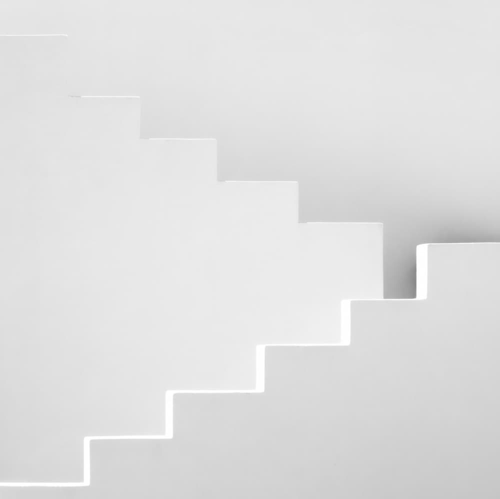 White Minimalist Stairs by Markus Auerbach — canvas wall art