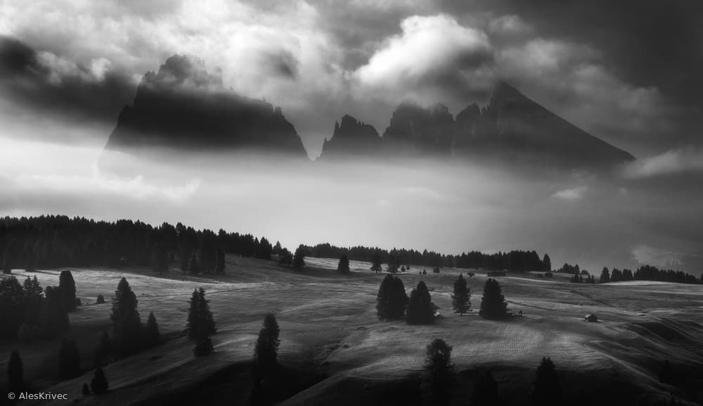 Majestic Misty Mountains by Ales Krivec — canvas wall art