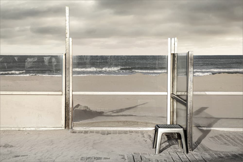 Empty Beach Stool by Gilbert Claes — canvas wall art