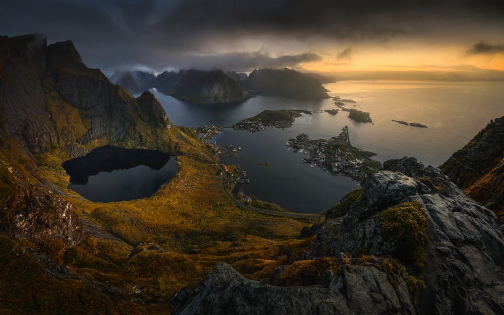 Dramatic Fjord Village by Tomasz Rojek — canvas wall art