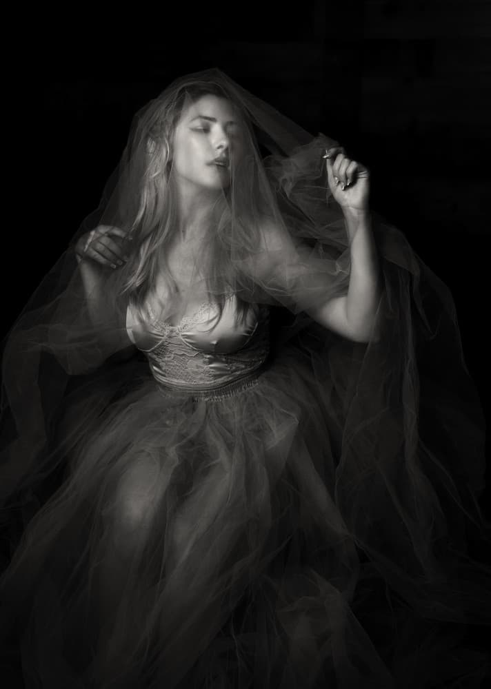 Ethereal Veiled Woman by Ruiqing P. — canvas wall art