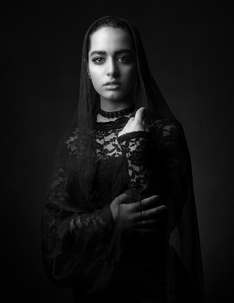 Mysterious Woman in Lace by Mehdi Mokhtari — canvas wall art