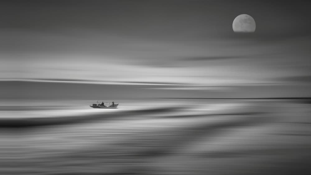 Moonlit Ocean Journey by MingLun Tsai (蔡明倫) — canvas wall art