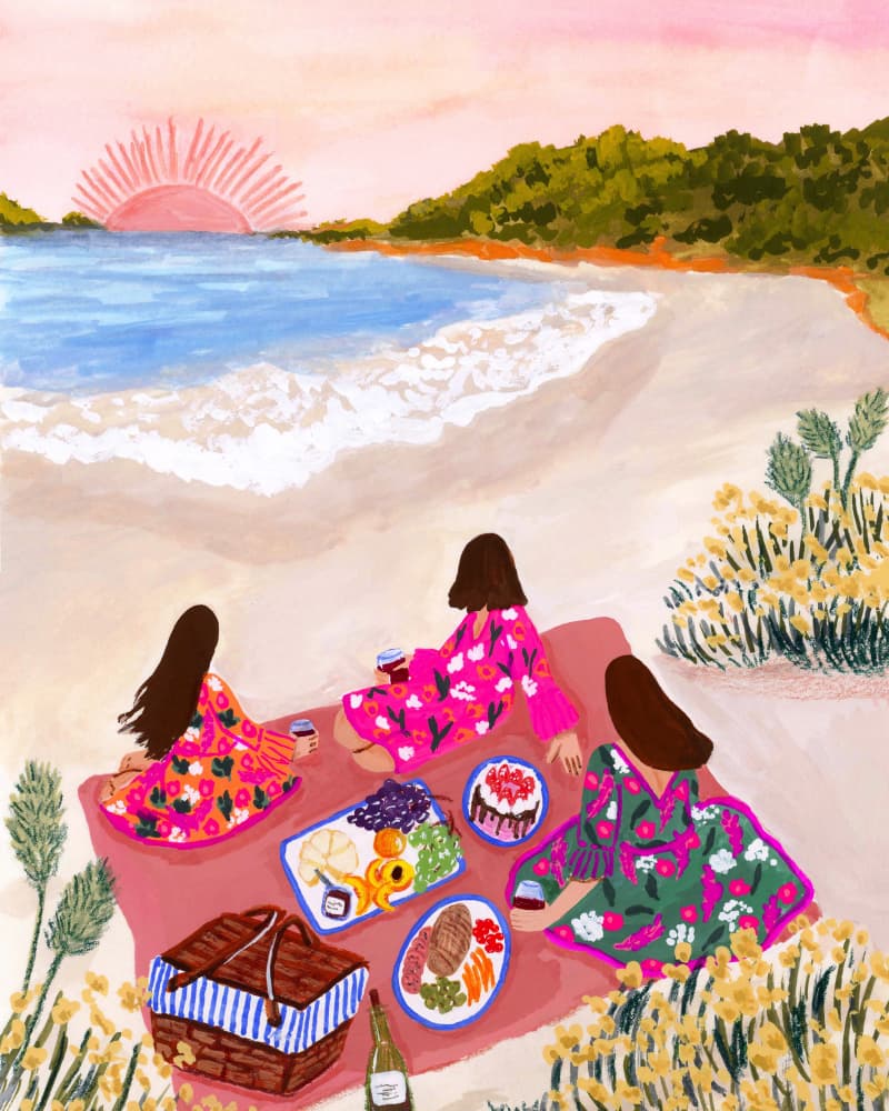 Sunset Beach Picnic by Sarah Gesek — canvas wall art