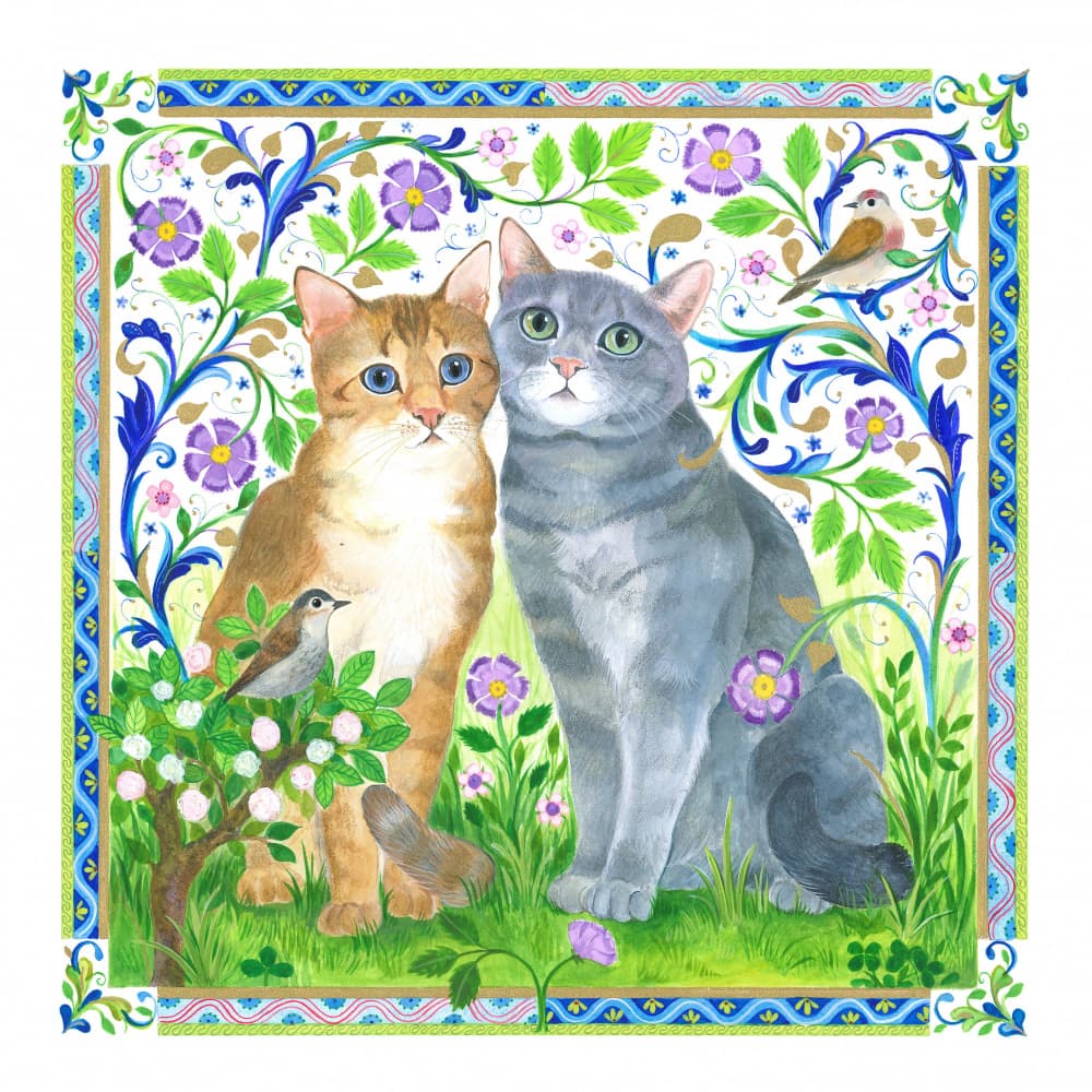 Loving Cats in the Garden by Isabelle Brent — canvas wall art