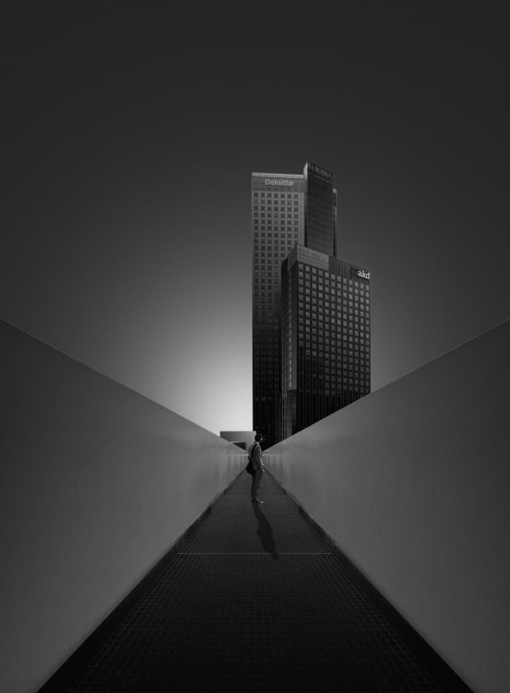 Skyscrapers Lone Walker by Enrique Rodriguez de Mingo — canvas wall art