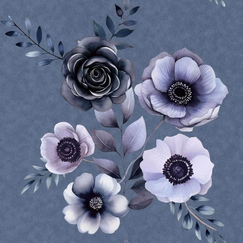 Elegant Indigo Flowers by Bilge Paksoylu — canvas wall art