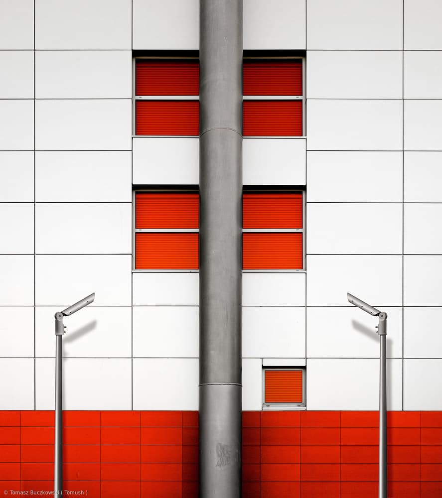 Modern Red Facade by Tomasz Buczkowski ( Tomush ) — canvas wall art