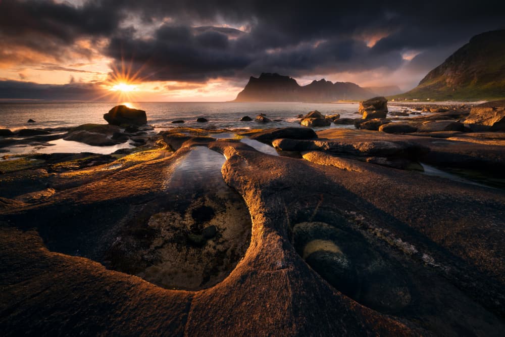 Golden Hour Rocky Coast by Karol Nienartowicz — canvas wall art