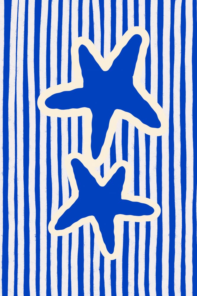 Whimsical Blue Starfish by Treechild — canvas wall art