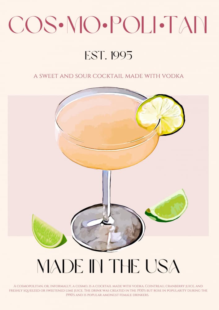 Classic Cosmopolitan Cocktail by Nazma Khokhar — canvas wall art