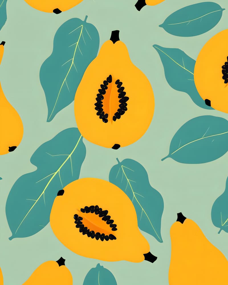 Vibrant Papaya Pattern by Uma Gokhale — canvas wall art