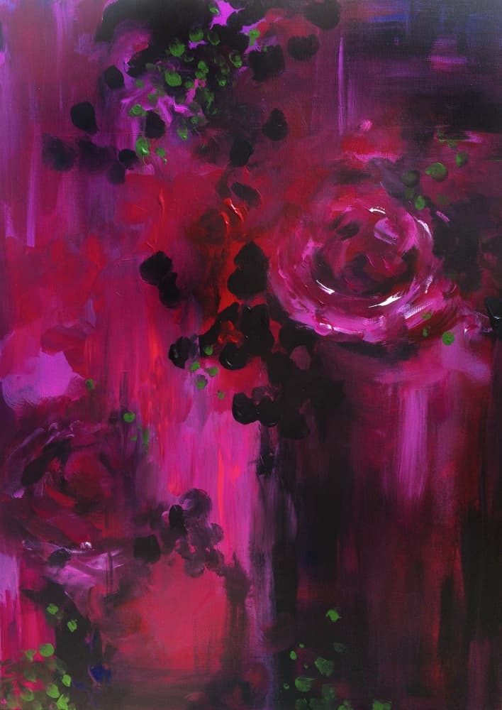 Moody Pink Blooms by Christine Lindstrom — canvas wall art