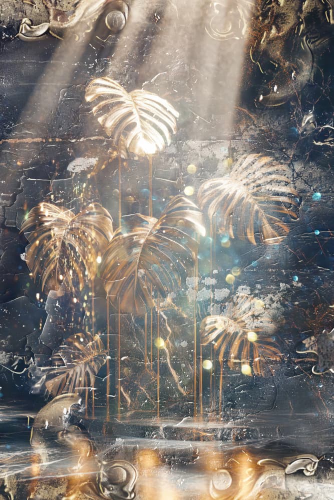 Golden Monstera Glow by Rafal Kulik — canvas wall art