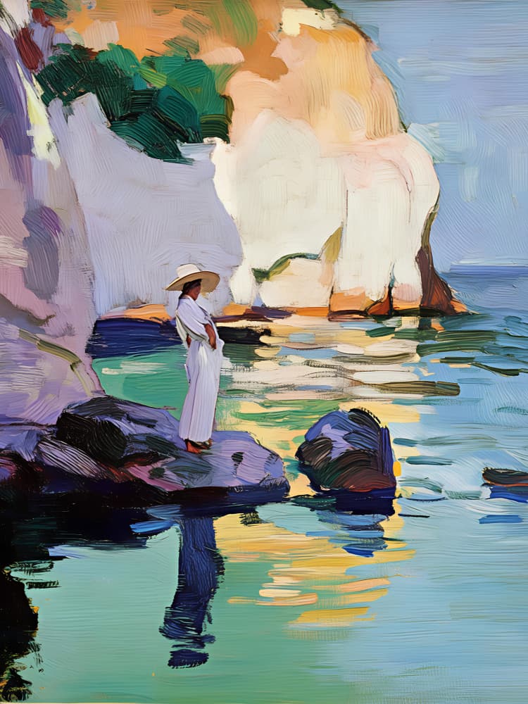 Woman on Coastal Rocks by Avanesova Elena — canvas wall art