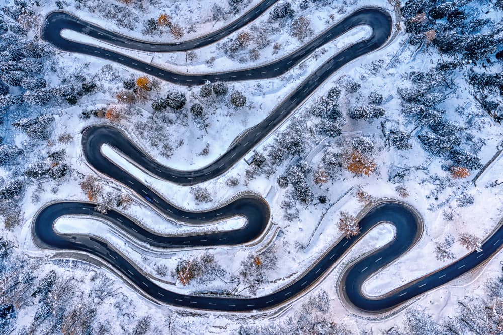 Winding Winter Road by Judith Kuhn — canvas wall art