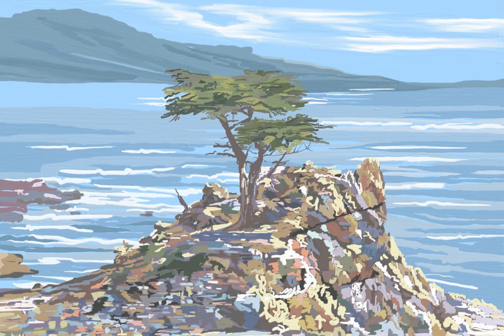 Lone Cypress Ocean Cliff by Jenna Alheit — canvas wall art