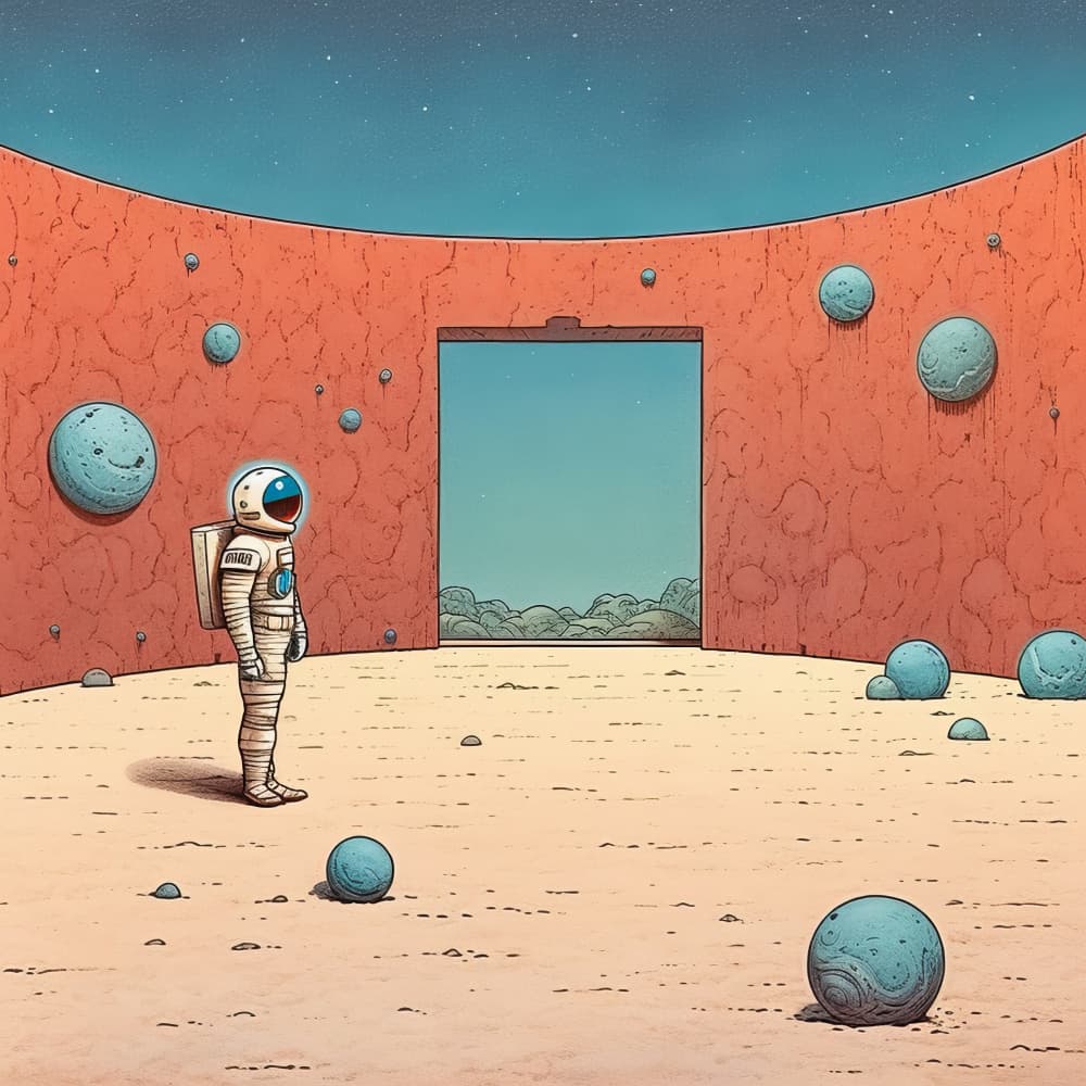 Astronaut on Red Planet by Bilge Paksoylu — canvas wall art