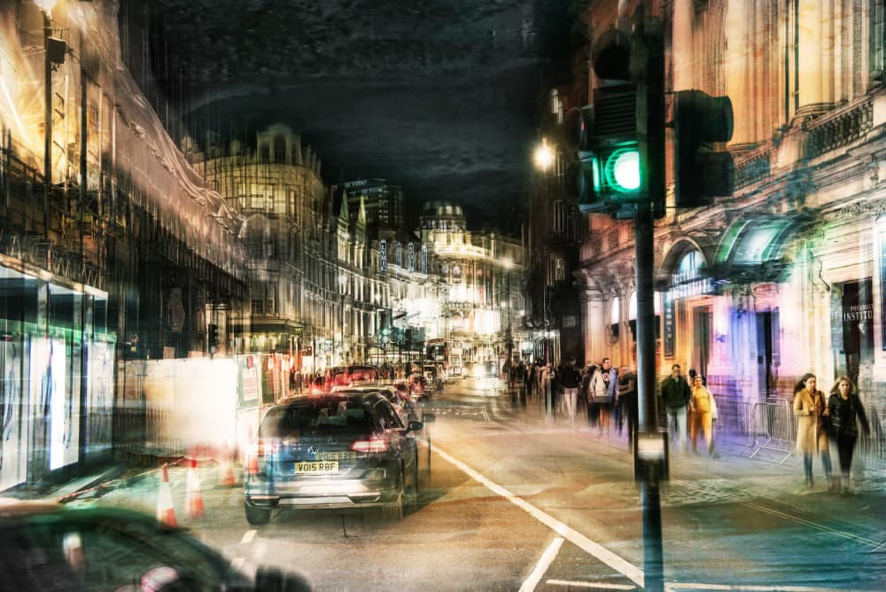 London Night Street by Nicodemo Quaglia — canvas wall art