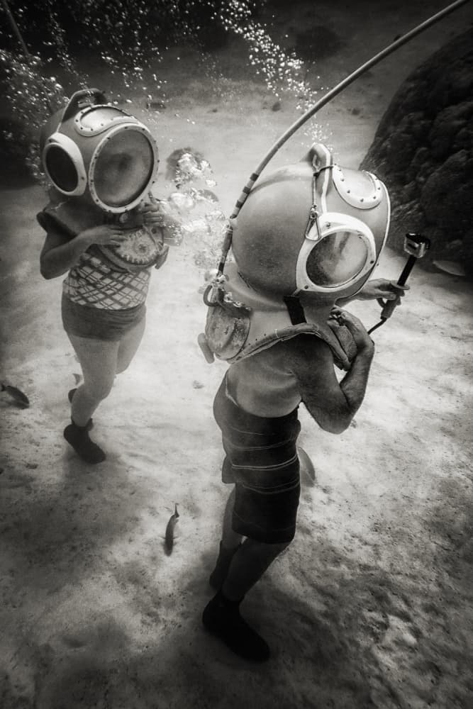 Vintage Diving Helmets by Mathilde Guillemot — canvas wall art
