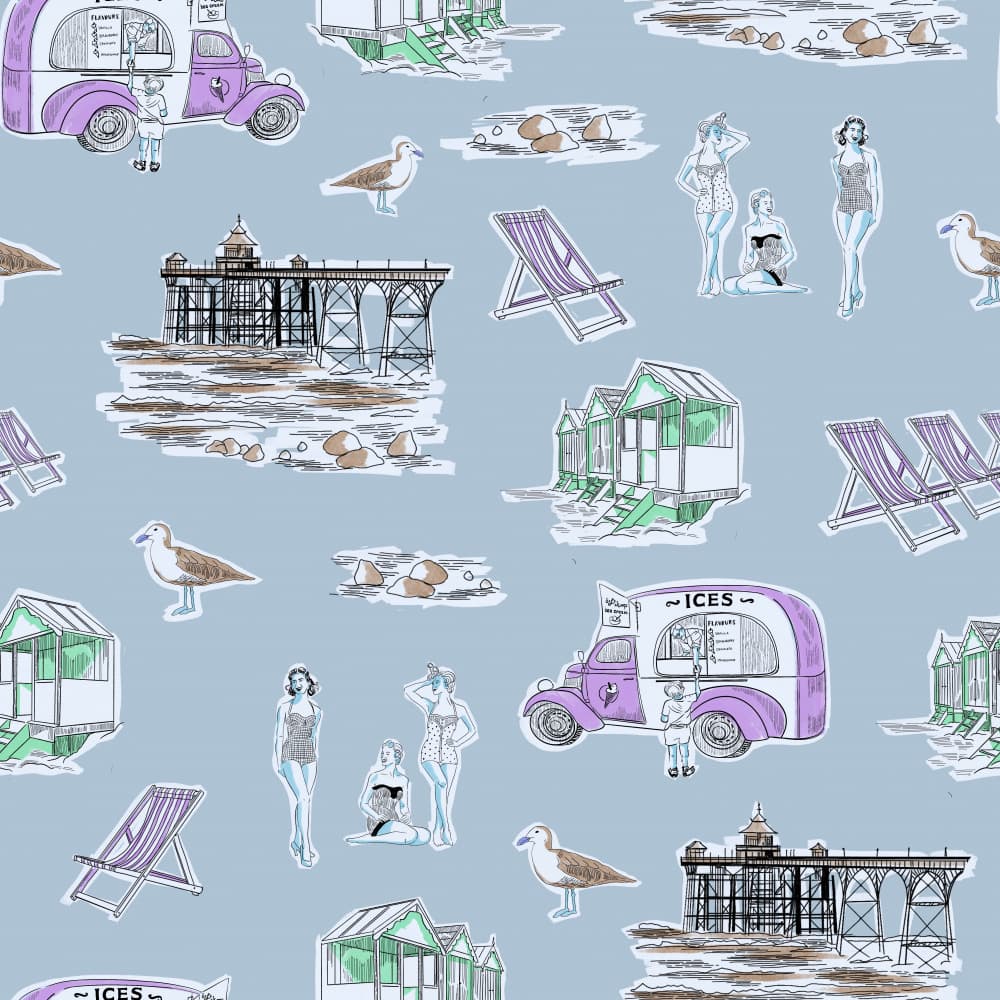 Retro Seaside Scenes by Charlotte Trudgett — canvas wall art