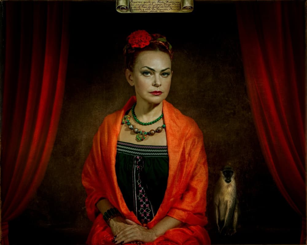 Mexican Woman and Monkey by Svetlana Melik-Nubarova — canvas wall art