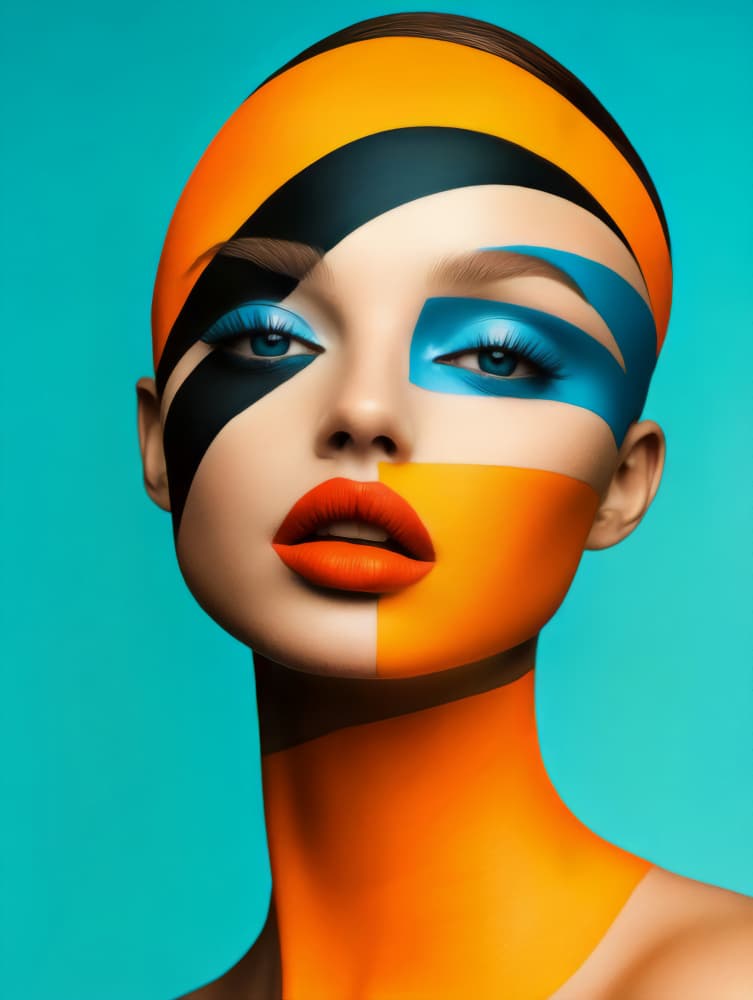 Bold Geometric Beauty Portrait by Bilge Paksoylu — canvas wall art