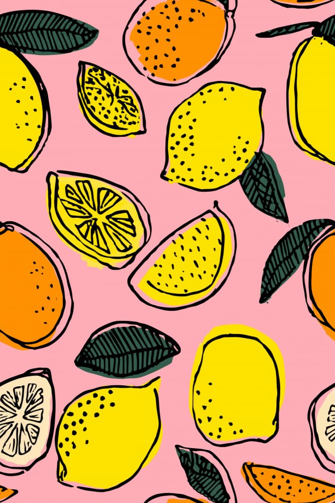 Vibrant Lemon Pattern by Treechild — canvas wall art