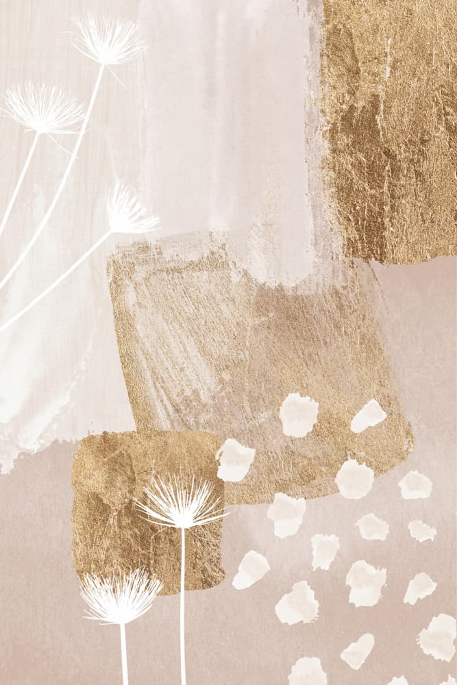 Golden Abstract Floral by Sally Ann Moss — canvas wall art