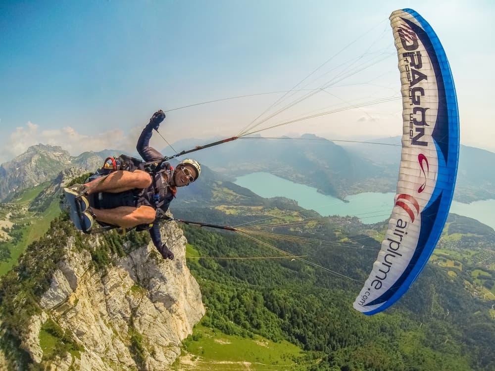 Paraglider Mountain Adventure by Tristan Shu — canvas wall art