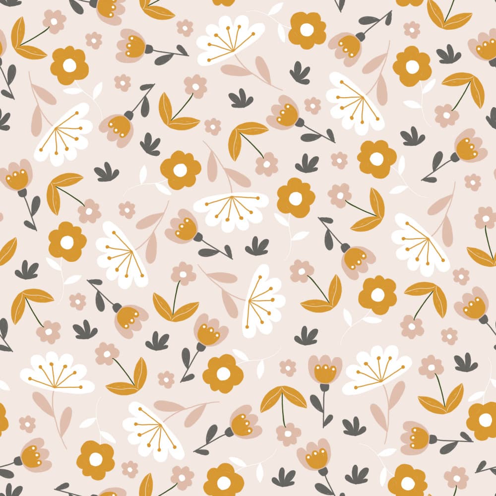 Whimsical Golden Flowers by Menina Lisboa — canvas wall art