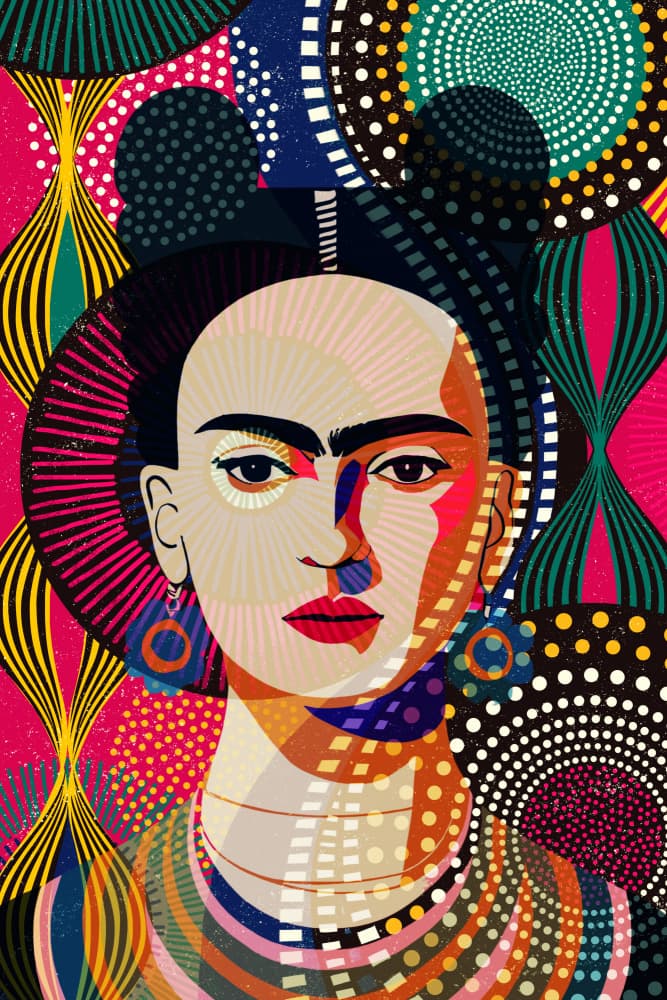 Vibrant Geometric Woman by Marja van den Hurk — canvas wall art