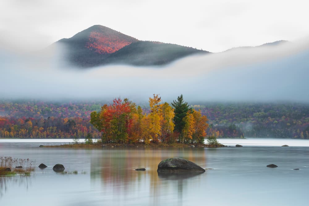 Autumn Island Fog by 李从军 / Austin Li — canvas wall art