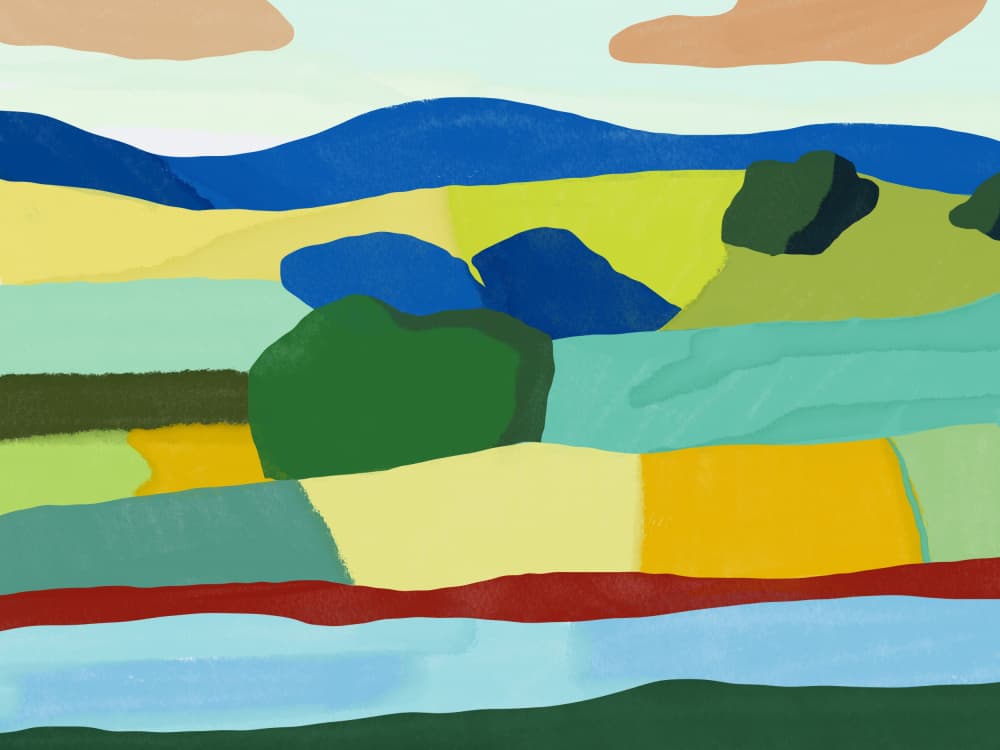 Vibrant Patchwork Fields by Little Dean — canvas wall art