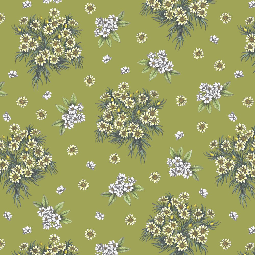 Botanical Daisy Pattern by Cecilia Battaini — canvas wall art