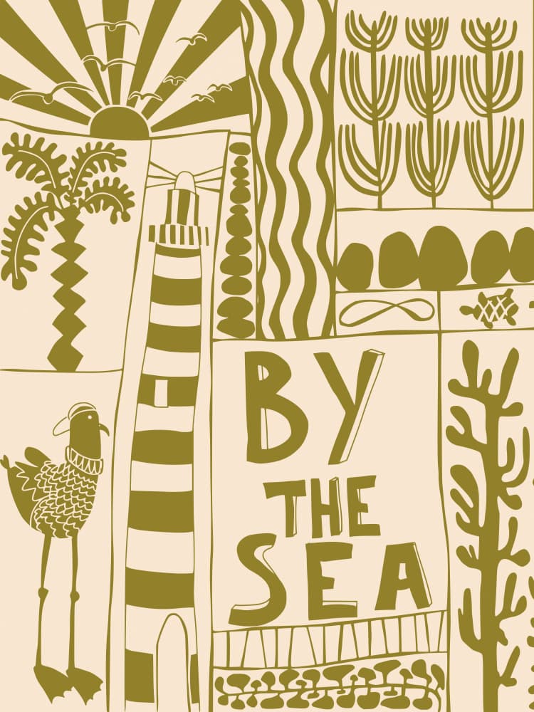 By The Sea Illustrated Coast by Annick — canvas wall art