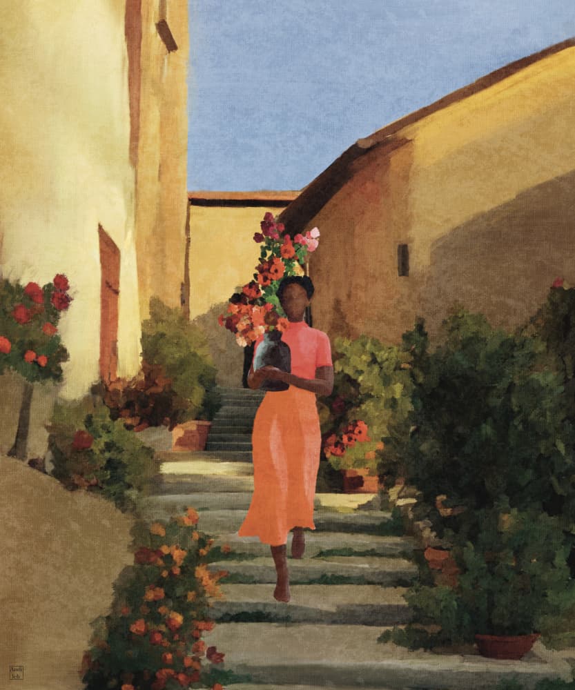 Woman Carrying Village Flowers by Andile Bokweni — canvas wall art