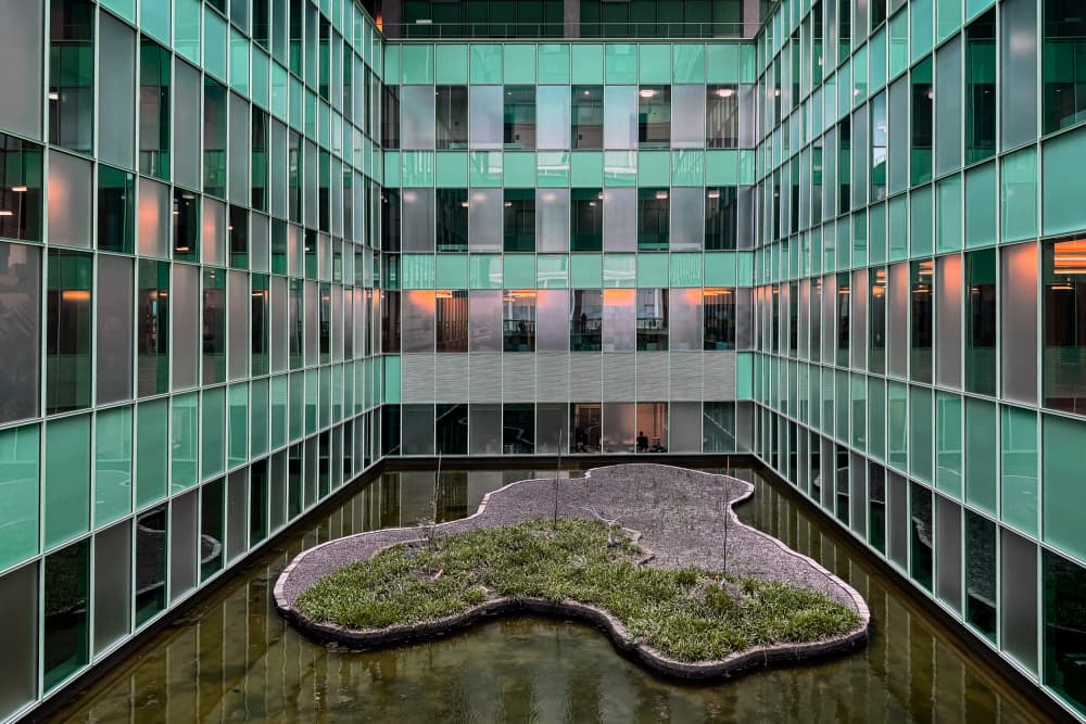 Modern Green Courtyard by Lus Joosten — canvas wall art