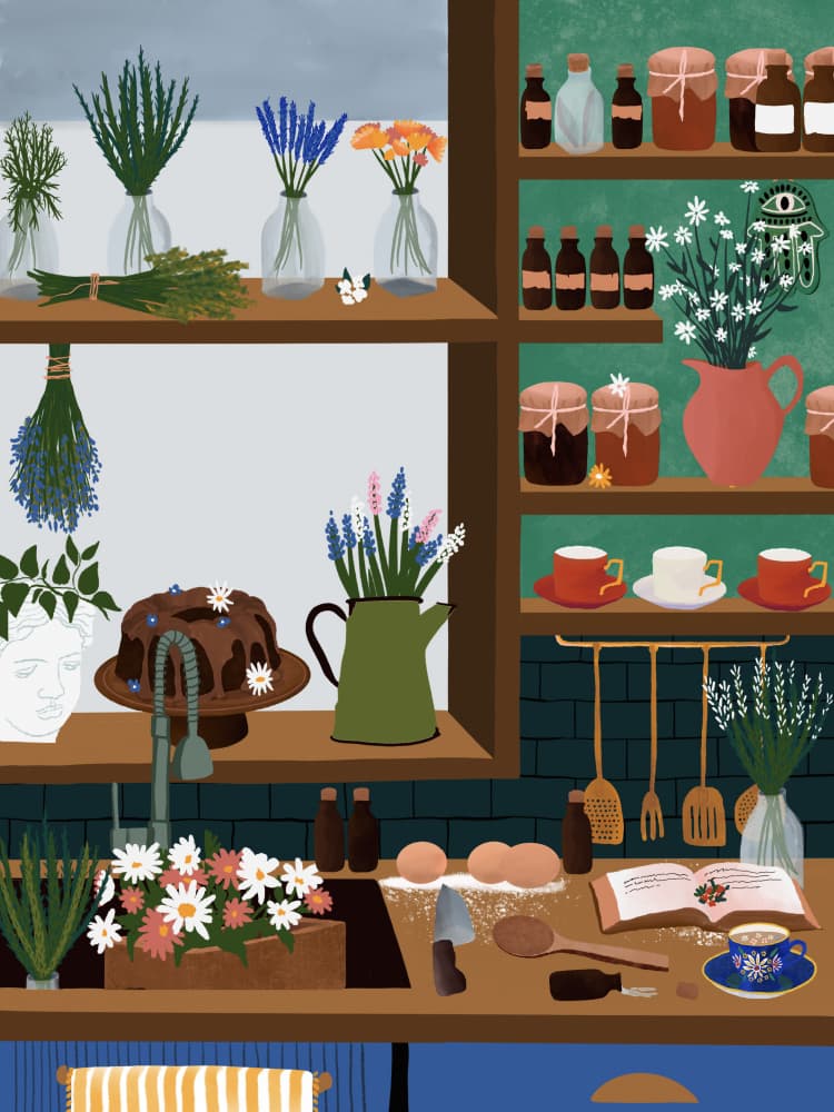 Cozy Kitchen Baking by Ceyda Alasar — canvas wall art