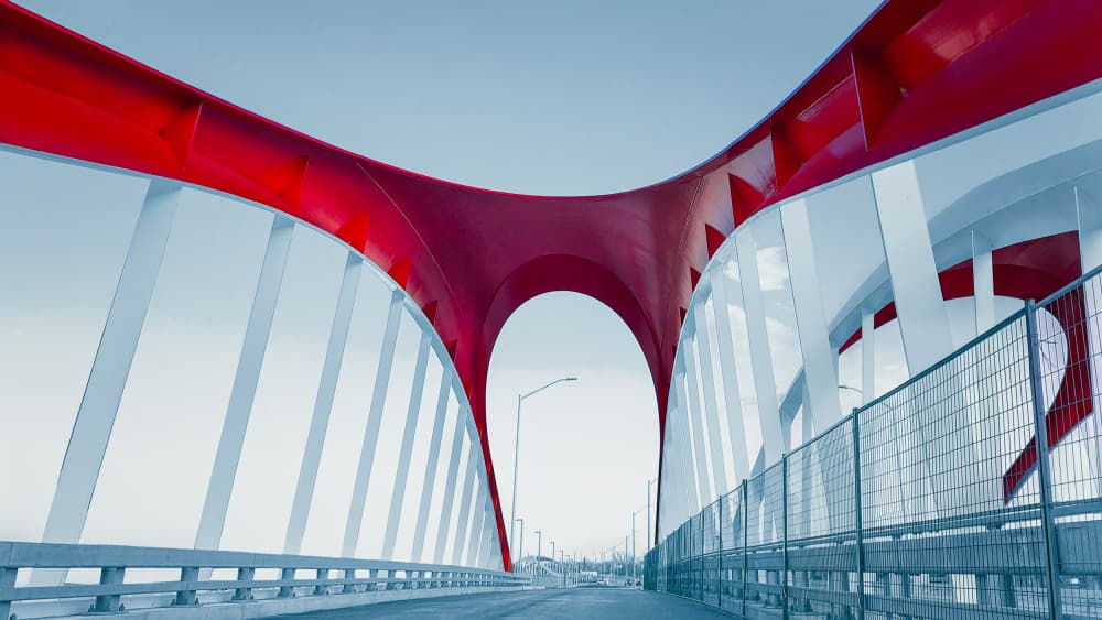 Modern Red Bridge Arch by Molly Fu APA — canvas wall art