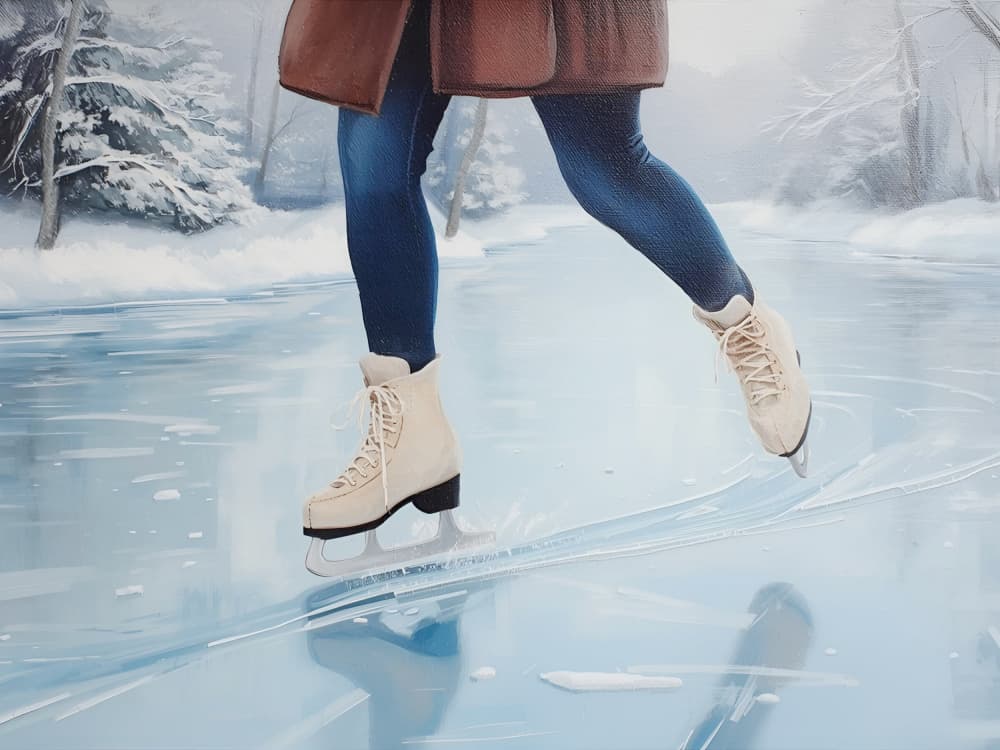 Winter Ice Skating Scene by Ohkimiko — canvas wall art
