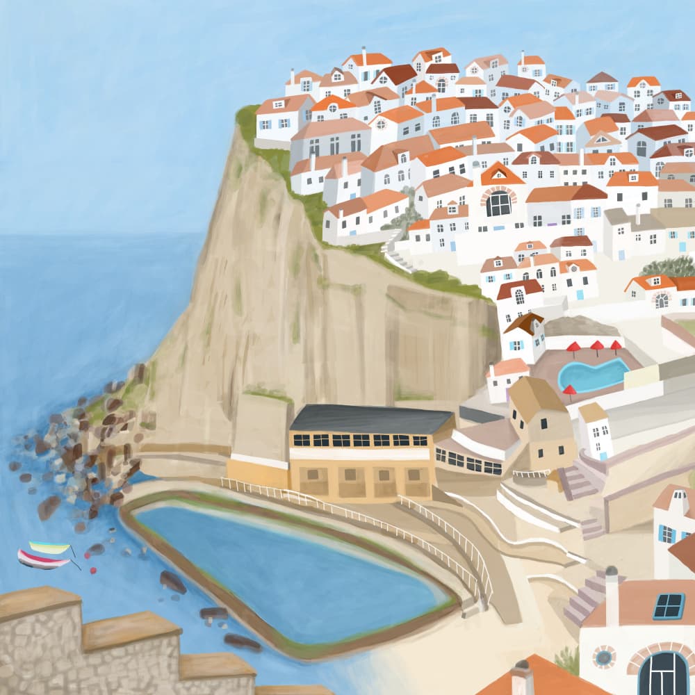 Charming Cliffside Village by Carla Daly — canvas wall art