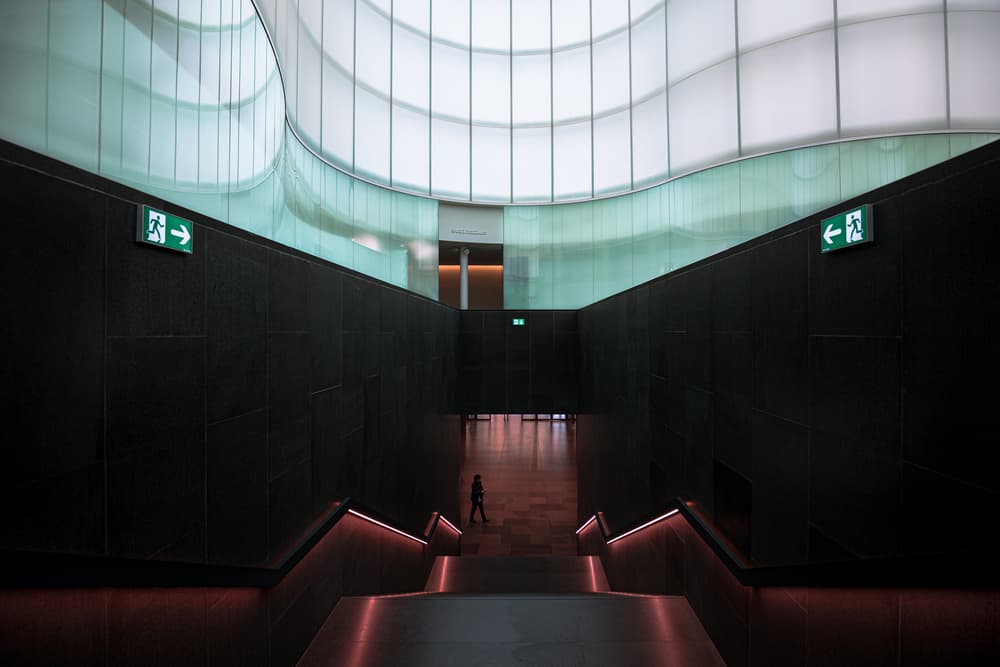 Glowing Modern Stairwell by Marco Tagliarino — canvas wall art